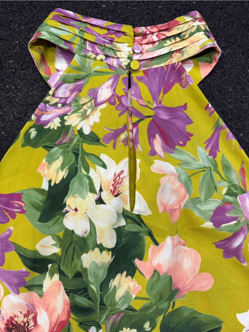 Express Floral Halter Neck Tank Top - Green Pink Floral Floral Lined - Picture 8 of 11